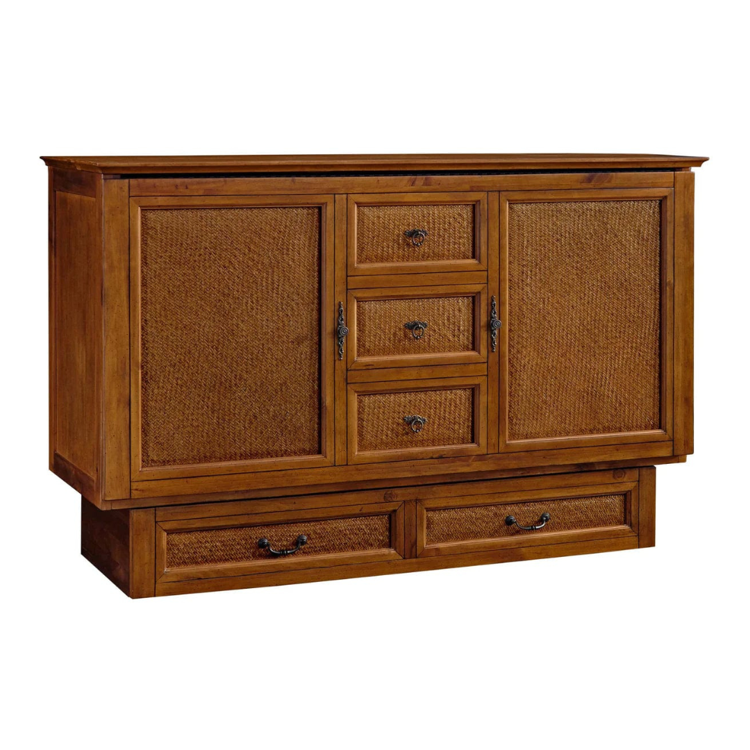 Arason Kingston Queen Fruitwood Murphy Cabinet Bed