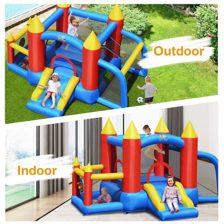 Costway Inflatable Soccer Goal Ball Pit Bounce House Without Blower