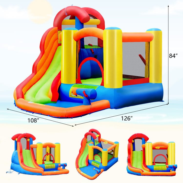Costway Inflatable Water Slide Bounce House with Pool and Cannon Without Blower