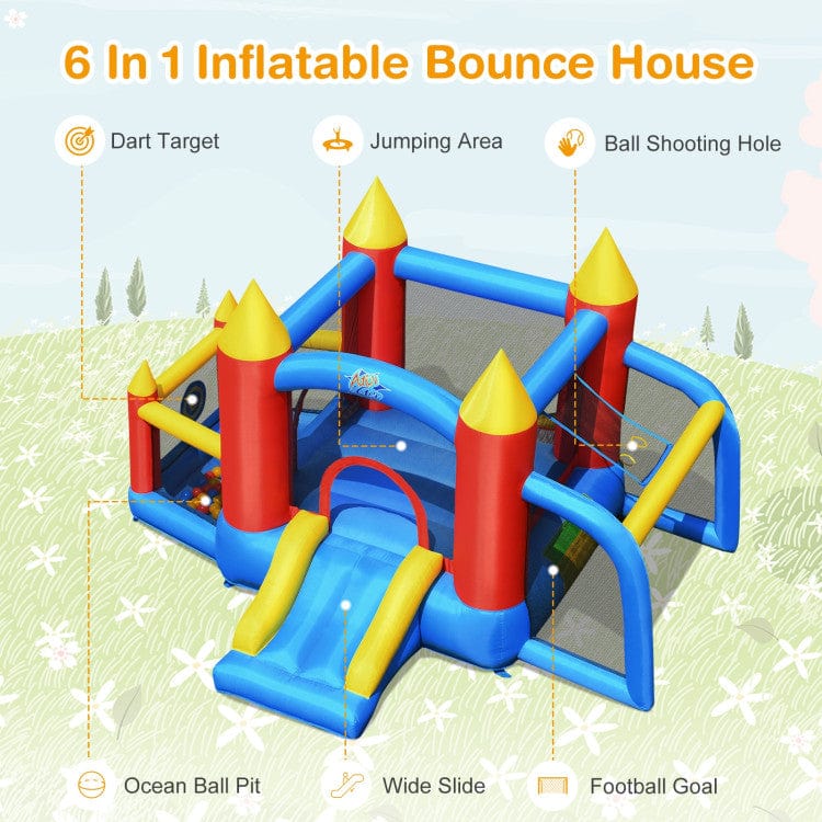 Costway Inflatable Soccer Goal Ball Pit Bounce House Without Blower
