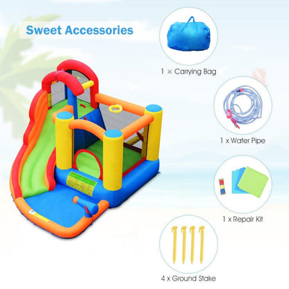Costway Inflatable Water Slide Bounce House with Pool and Cannon Without Blower