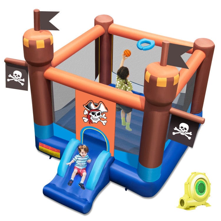 Costway Pirate-Themed Inflatable Bounce Castle Large Jumping Area