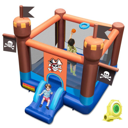 Costway Pirate-Themed Inflatable Bounce Castle with Large Jumping Area and 735W Blower