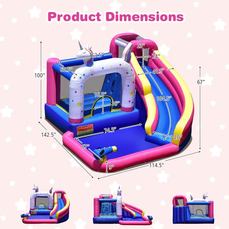 Costway Unicorn Bounce Castle with 480W Air Blower