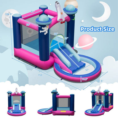 Costway 3-in-1 Inflatable Space-themed Bounce House with 480W Blower