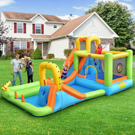 Costway 8-in-1 Inflatable Water Slide Bounce House Splash Pool