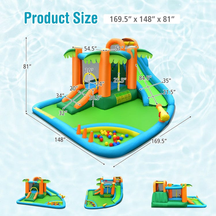 Costway 7-in-1 Inflatable Water Slide Park w/ 780W Blower