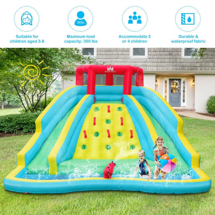 Costway Double Side Inflatable Water Slide Park Climbing Wall