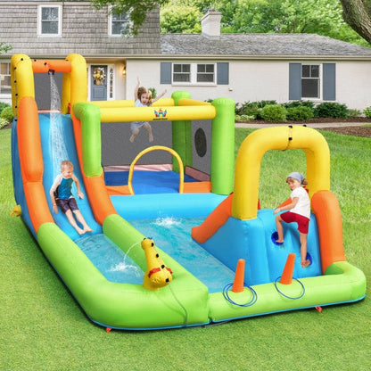 Costway 7-In-1 Jumping Bouncer Castle with 735W Blower for Backyard