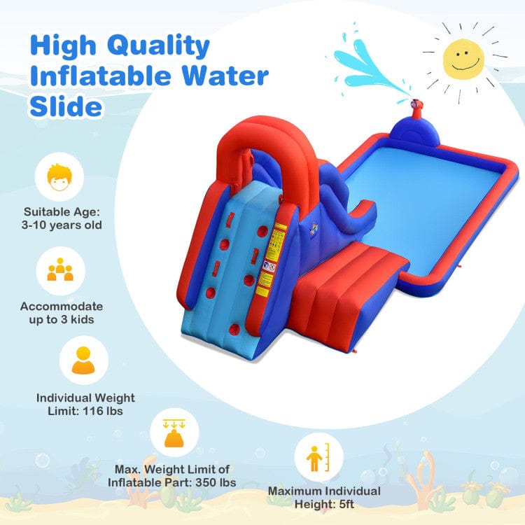 Costway 5-in-1 Inflatable Water Slide Climbing Wall