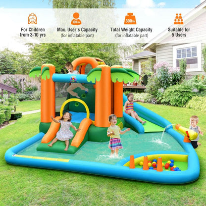 Costway 7-in-1 Inflatable Water Slide Park w/ 780W Blower