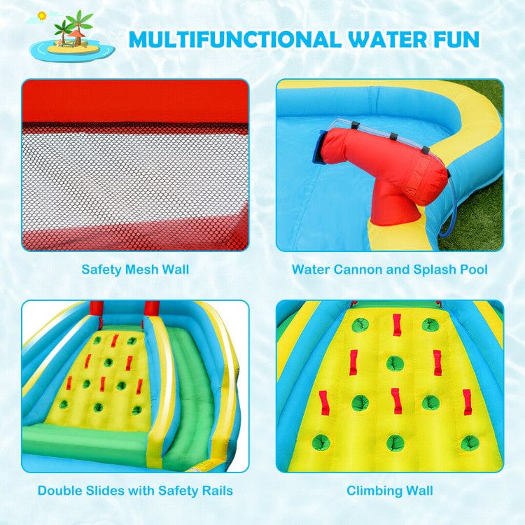 Costway Double Side Inflatable Water Slide Park Climbing Wall