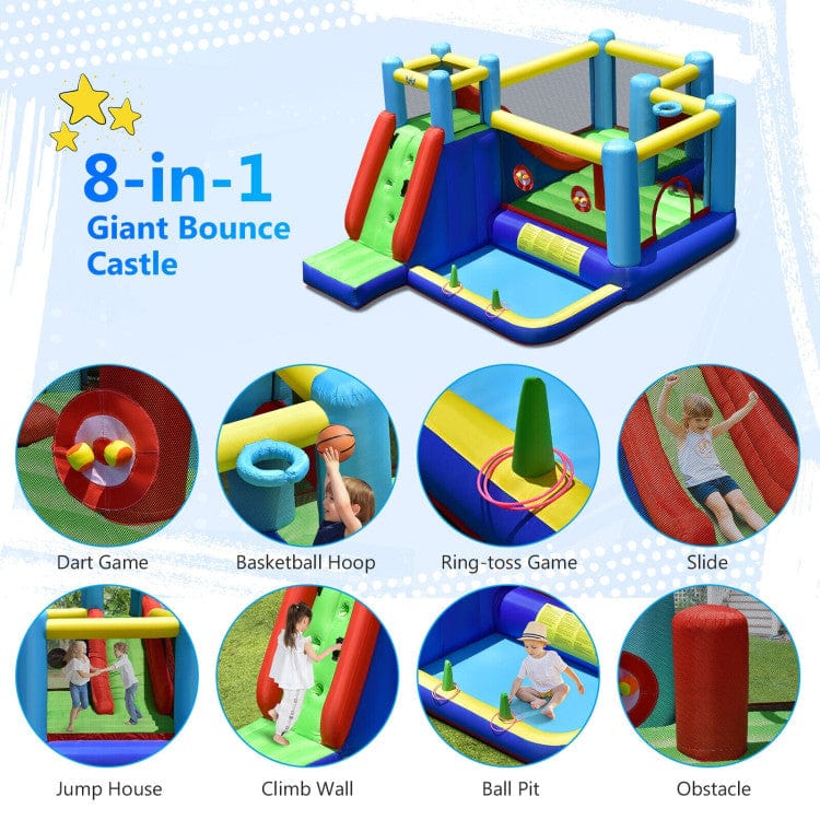 Costway 8-in-1 Kids Inflatable Bounce House Slide