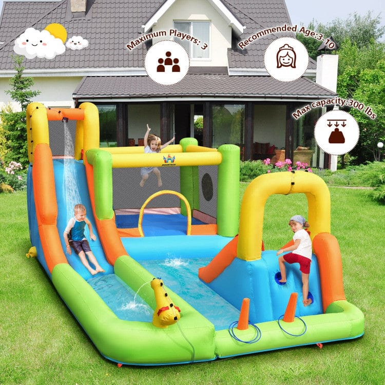 Costway 8-in-1 Inflatable Water Slide Bounce House Splash Pool