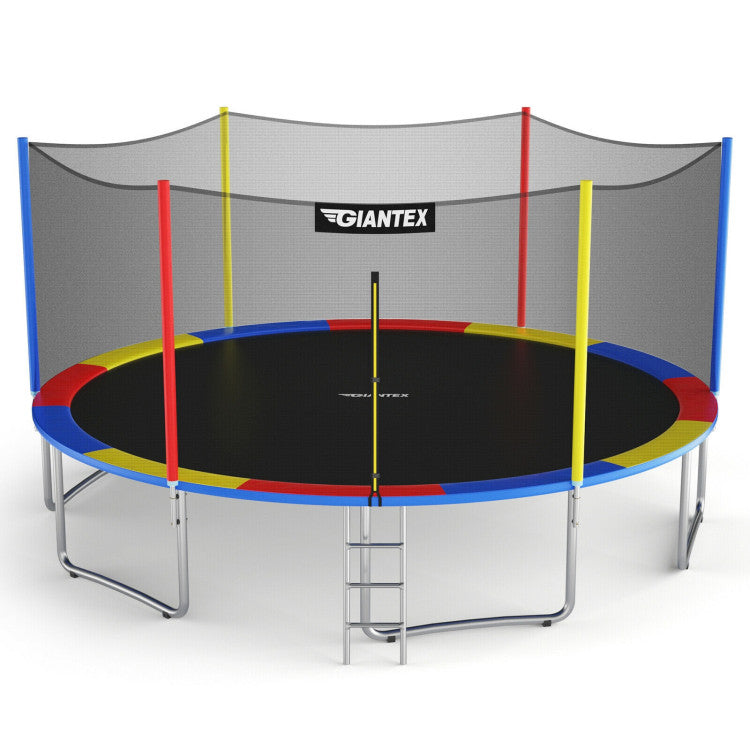 Costway Outdoor 14 ft Trampoline with Safety Enclosure Net and Ladder