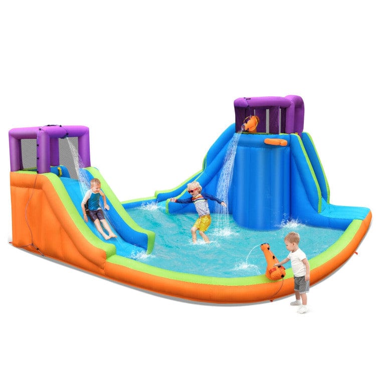 Costway 6-in-1 Inflatable Dual Water Slide Bounce House