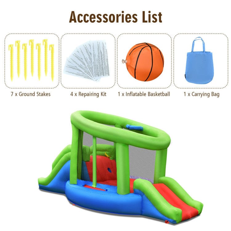 Costway Inflatable Dual Slide Basketball Game Bounce House Without Blower