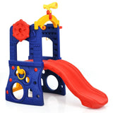 Costway 6-in-1 Freestanding Kids Slide with Basketball Hoop Ring Toss