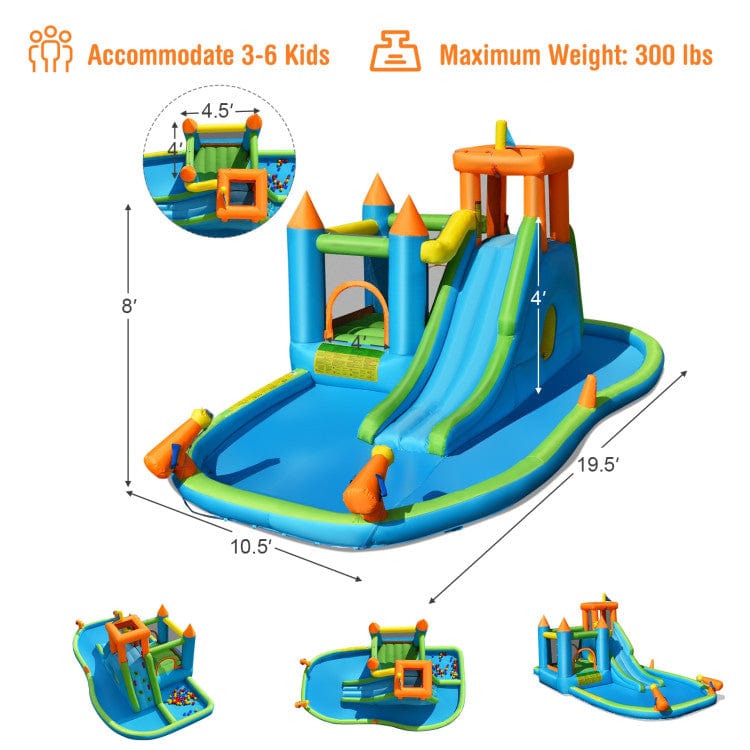 Costway Inflatable Water Slide Bounce Kids House Splash Pool