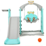 Costway 3-in-1 Toddler Climber Swing Set Slide Playset Green