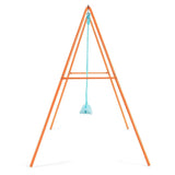 Costway Outdoor Kids Swing Set Heavy-Duty Metal A-Frame Ground Stakes Orange