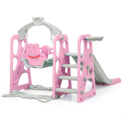 Costway 3-in-1 Toddler Climber and Swing Set Slide Playset - Pink