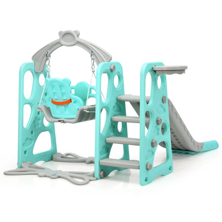 Costway 3-in-1 Toddler Climber Swing Set Slide Playset Green