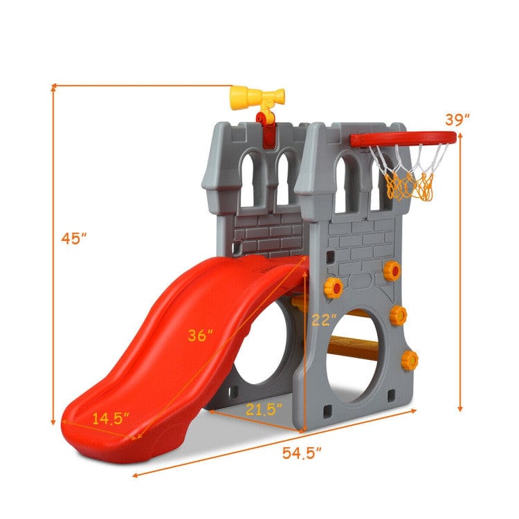 Costway 5 in 1 Toddler Climber Slide Playset Basketball Hoop Telescope