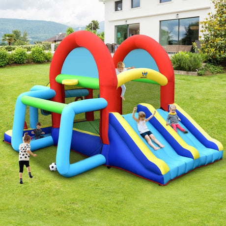 Costway Inflatable Jumping Castle Bounce House Dual Slides without Blower