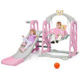 Costway 3-in-1 Toddler Climber Swing Set Slide Playset Pink