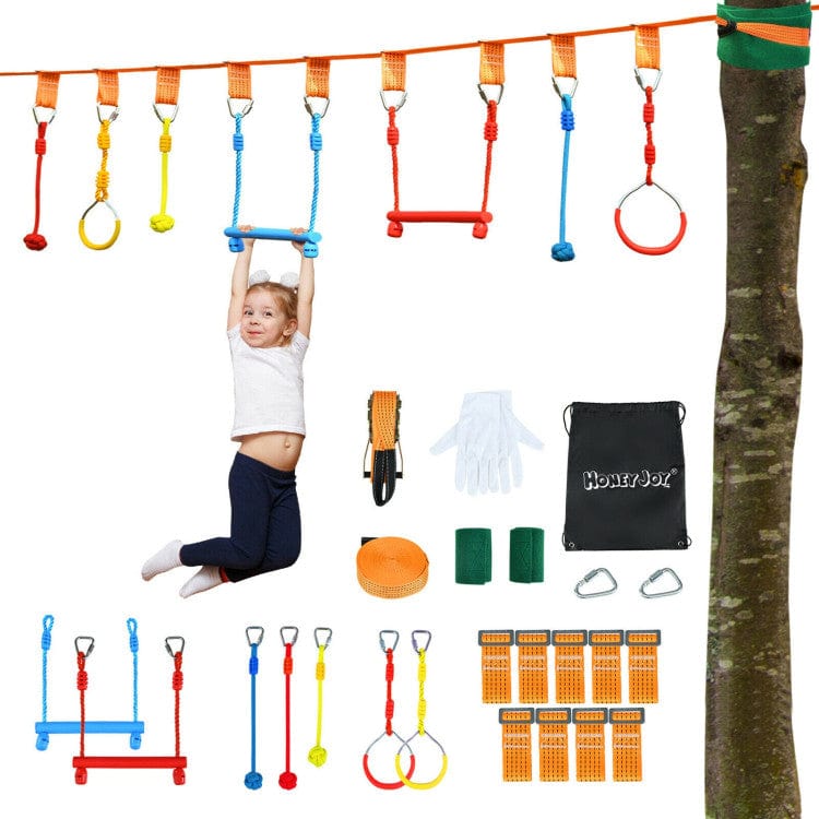Costway 50 Feet Ninja Obstacle Course Line Kit for Kids