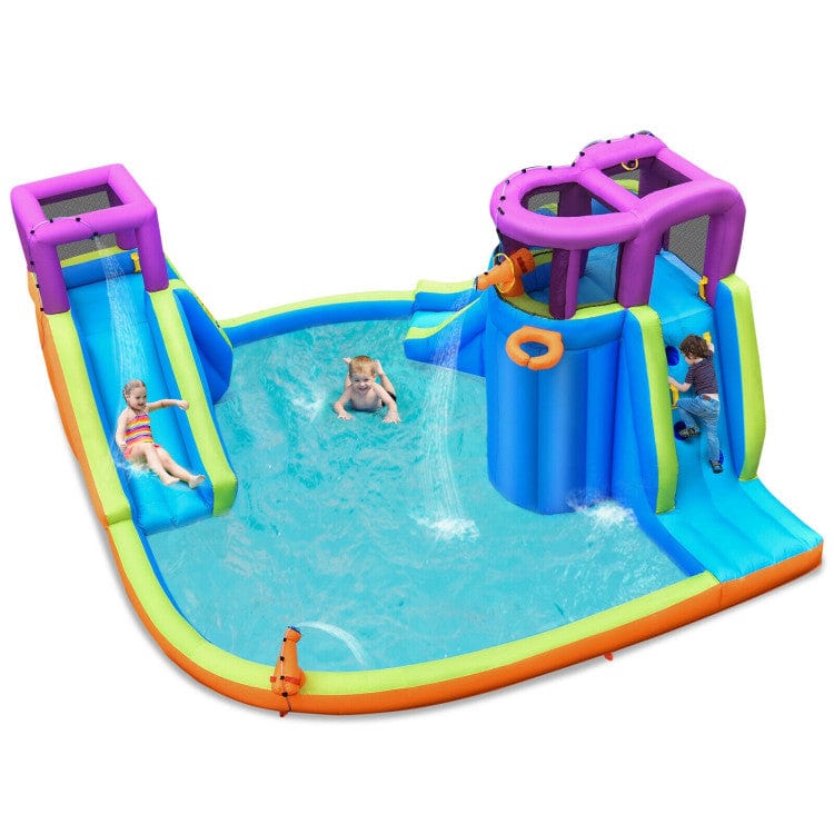 Costway 6-in-1 Inflatable Dual Water Slide Bounce House