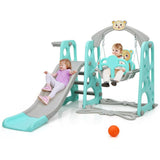 Costway 3-in-1 Toddler Climber Swing Set Slide Playset Green