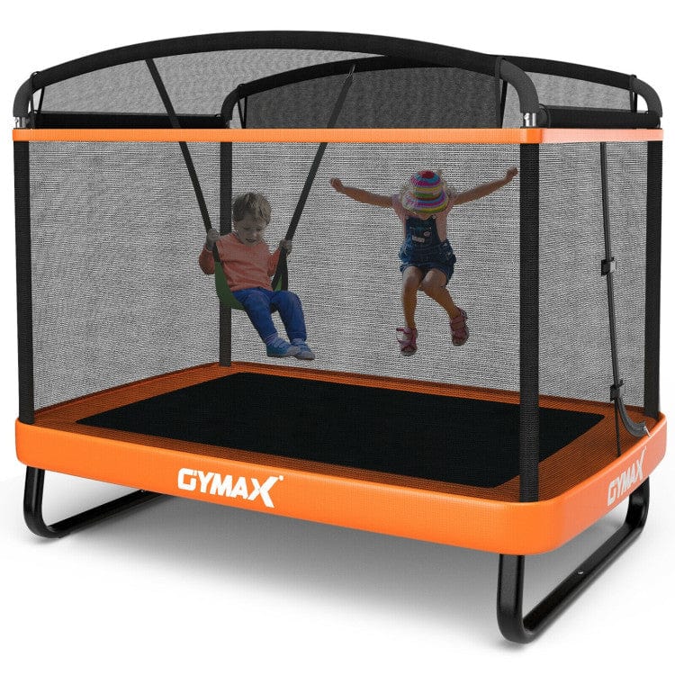 Costway 6 ft Kids Entertaining Trampoline Swing Safety Fence Orange