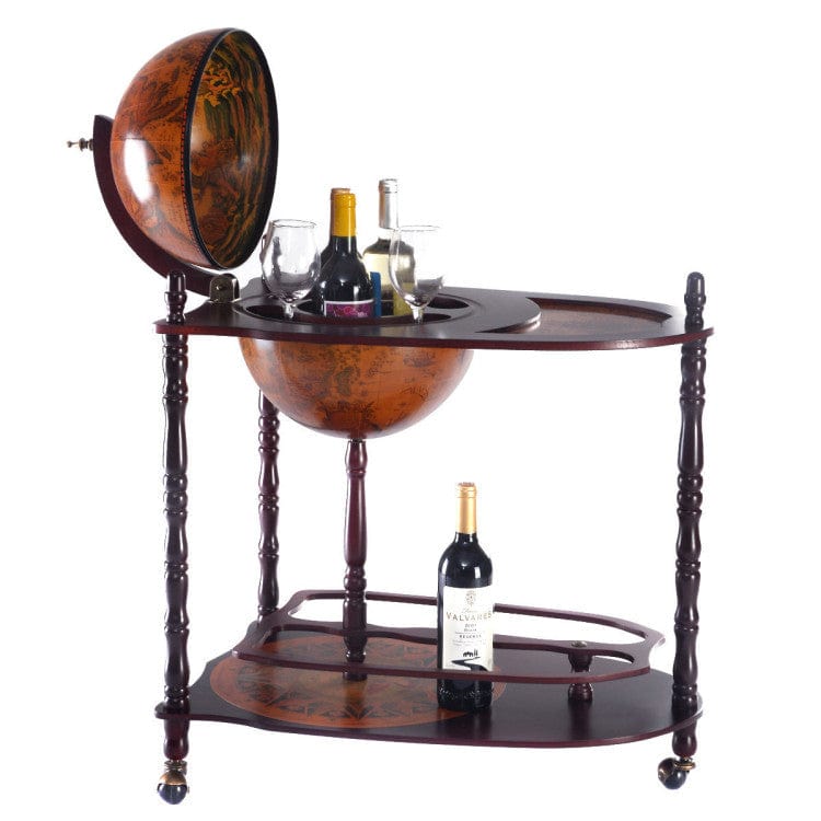 Costway Vintage Globe Wine Stand Bottle Rack with Extra Shelf