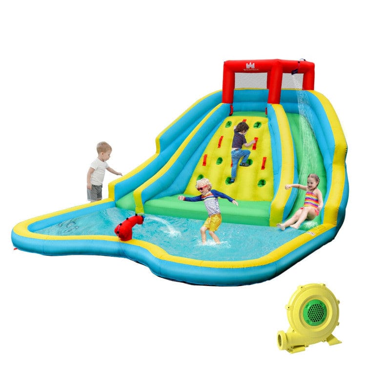 Costway Inflatable Water Park Bounce House Double Slide Climbing Wall