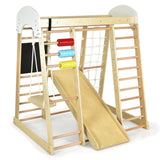 Costway 8-in-1 Wooden Climber Kids Play Set with Slide Swing