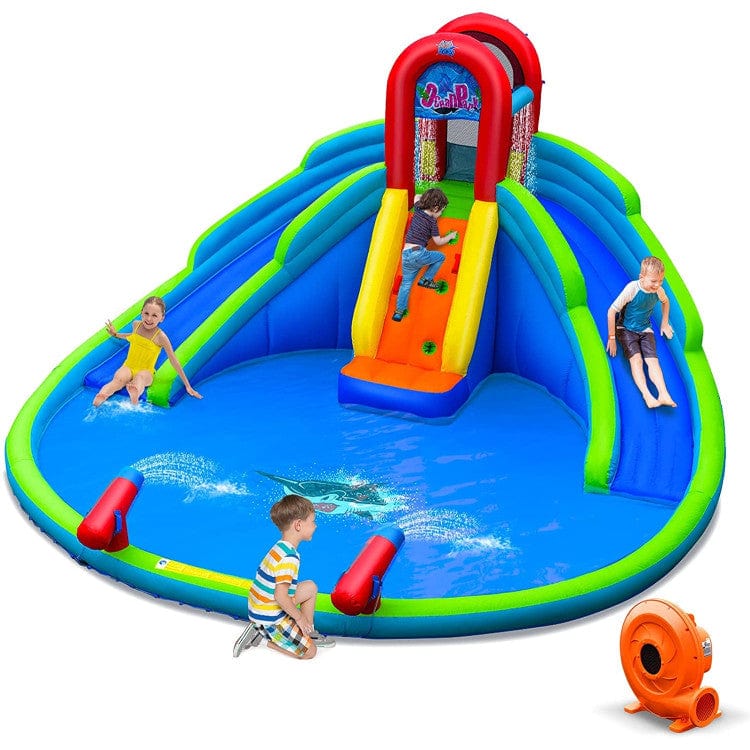 Costway Inflatable Water Park Waterslide Kids Backyard