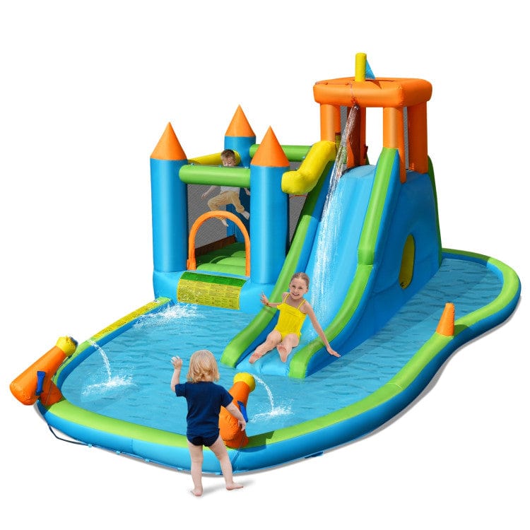 Costway Inflatable Water Slide with Bounce Kids House Splash Pool