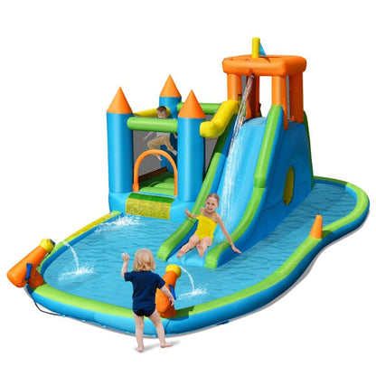 Costway Inflatable Water Slide with Bounce House and Splash Pool without Blower for Kids