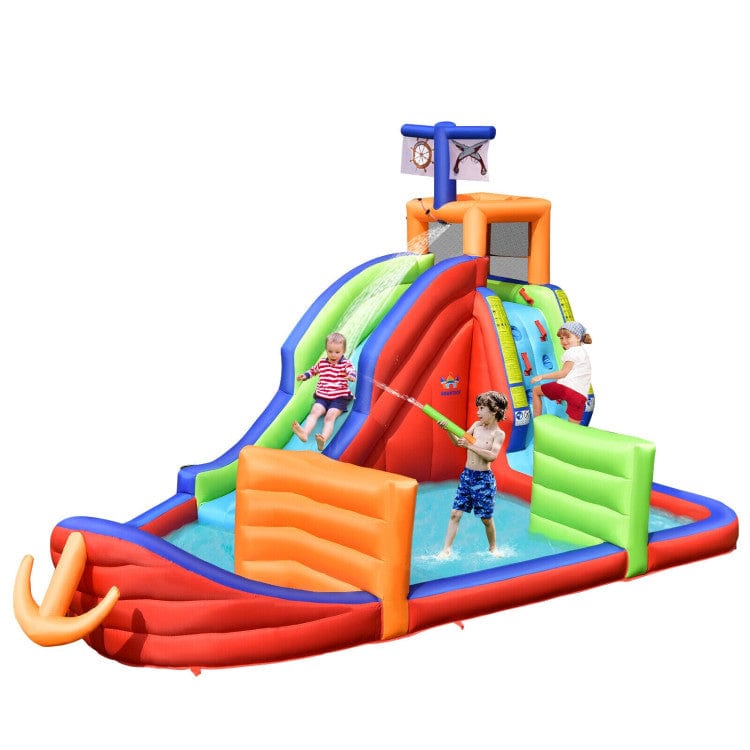 Costway 6-in-1 Kids Pirate Ship Water Slide Inflatable Bounce House