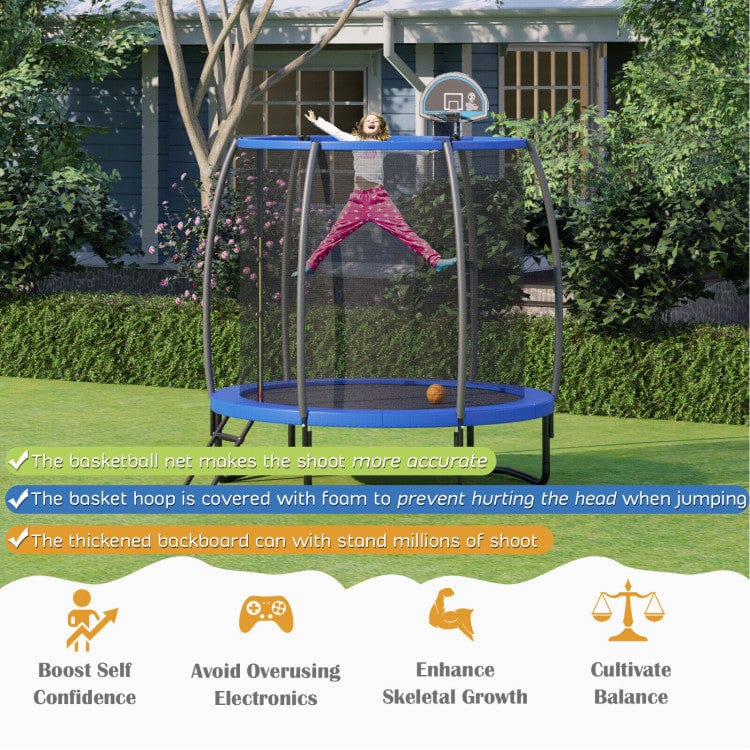 Costway 10 ft Recreational Trampoline with Basketball Hoop and Net Ladder