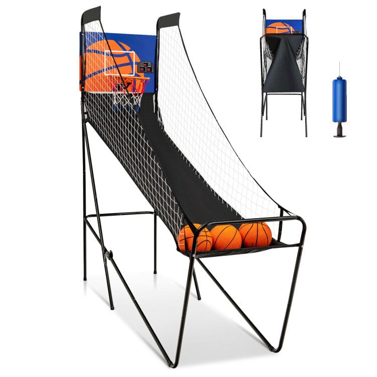 Costway Foldable Single Shot Basketball Arcade Game with Electronic Scorer Basketballs