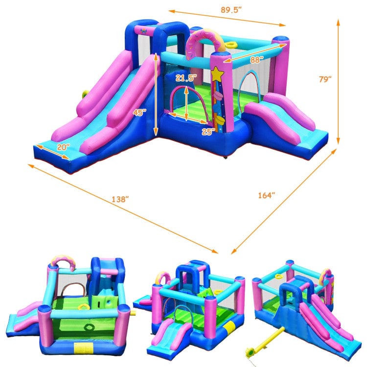Costway Inflatable Bounce Castle with Dual Slides and Climbing Wall without Blower