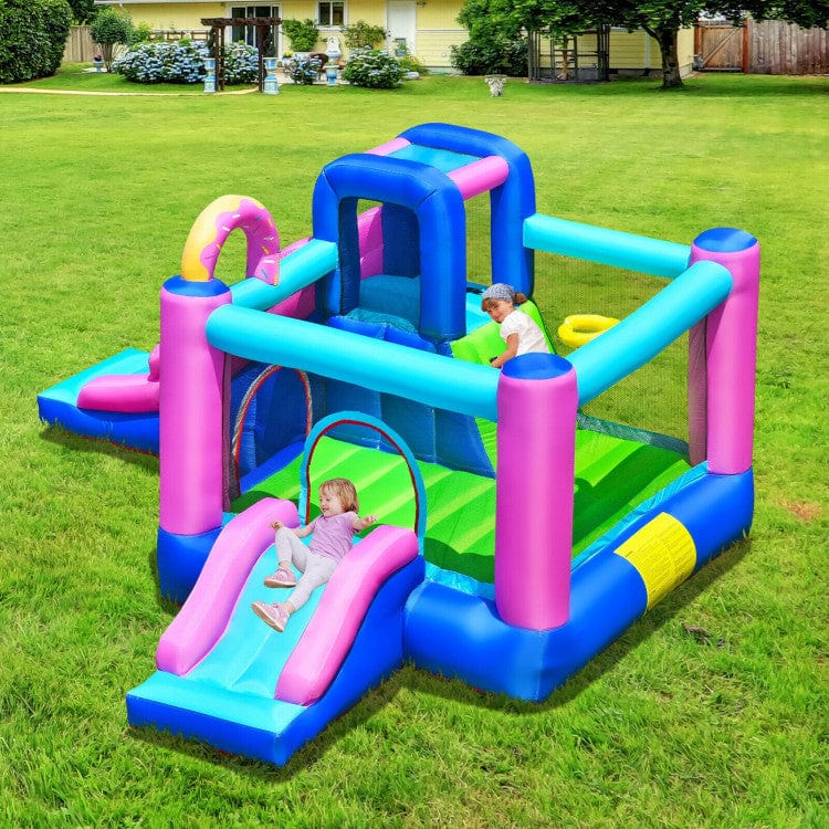 Costway Inflatable Bounce Castle with Dual Slides and Climbing Wall without Blower