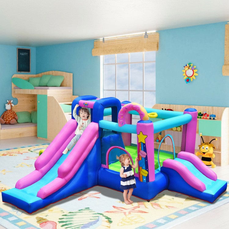 Costway Inflatable Bounce Castle Dual Slides Climbing Wall