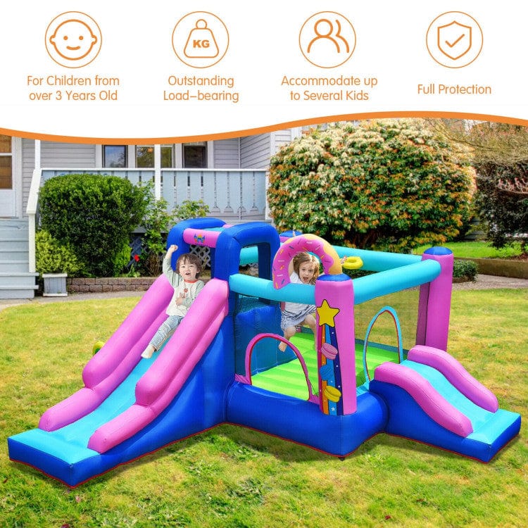 Costway Inflatable Bounce Castle Dual Slides Climbing Wall