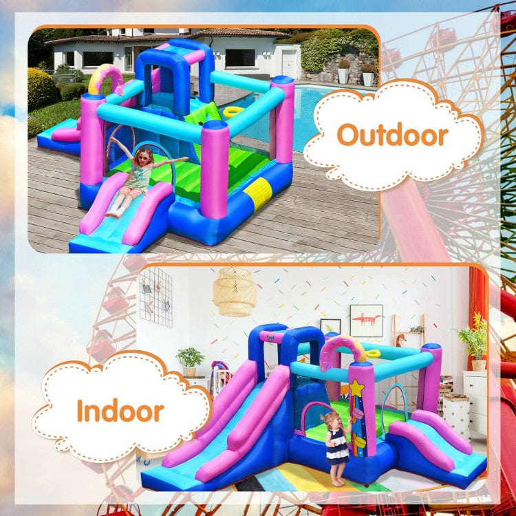 Costway Inflatable Bounce Castle Dual Slides Climbing Wall