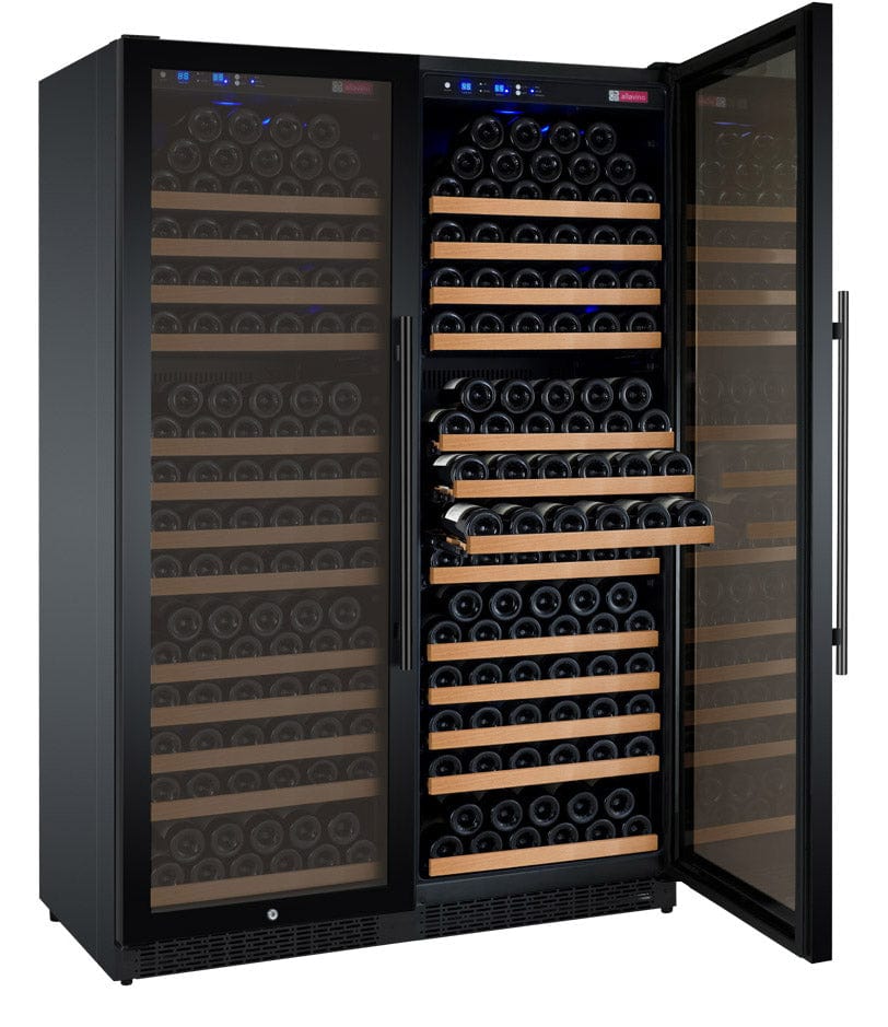 Allavino 47&quot; FlexCount II Tru-Vino 354 Bottle Dual Zone Black Side-by-Side Wine Refrigerator