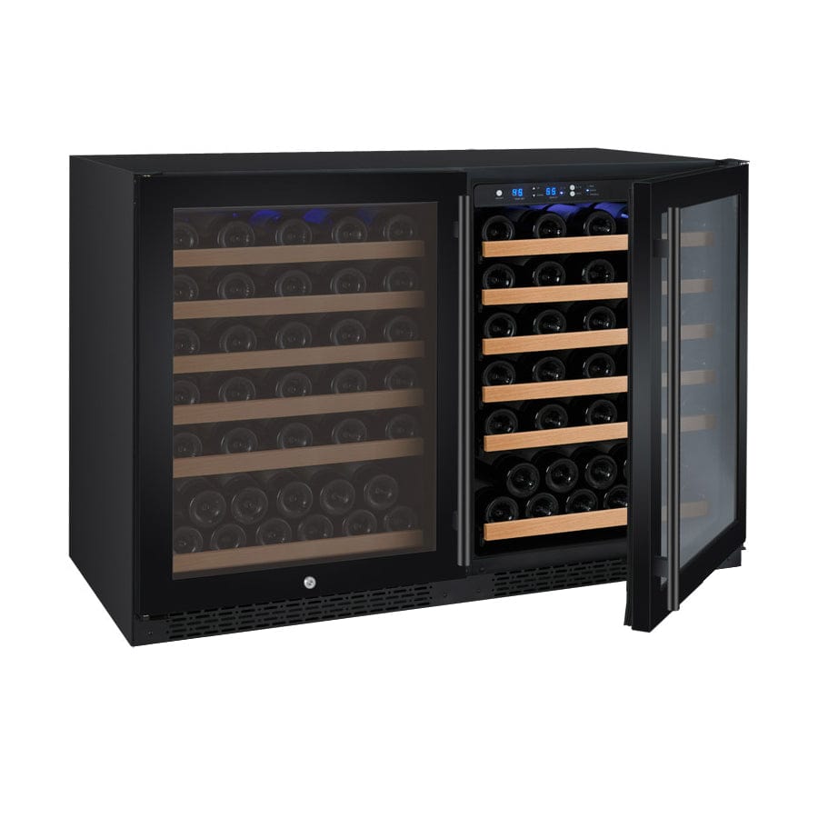 Allavino 47&quot; FlexCount II Tru-Vino 112 Bottle Dual Zone Black Side-by-Side Wine Refrigerator